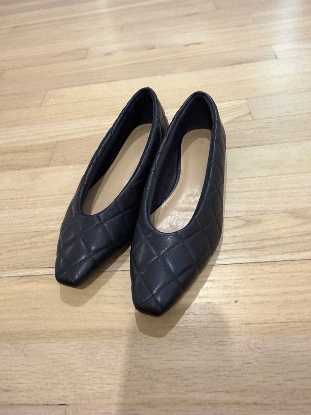 H&M Black Quilted Pointed Flats